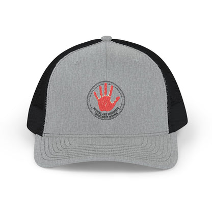 Trucker Cap — Red Handprint 'Stop Human Trafficking' Awareness Hat