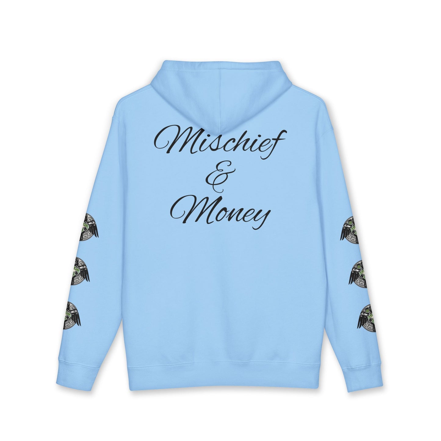 Mischief & Money Hoodie — Raven Graphic Pullover