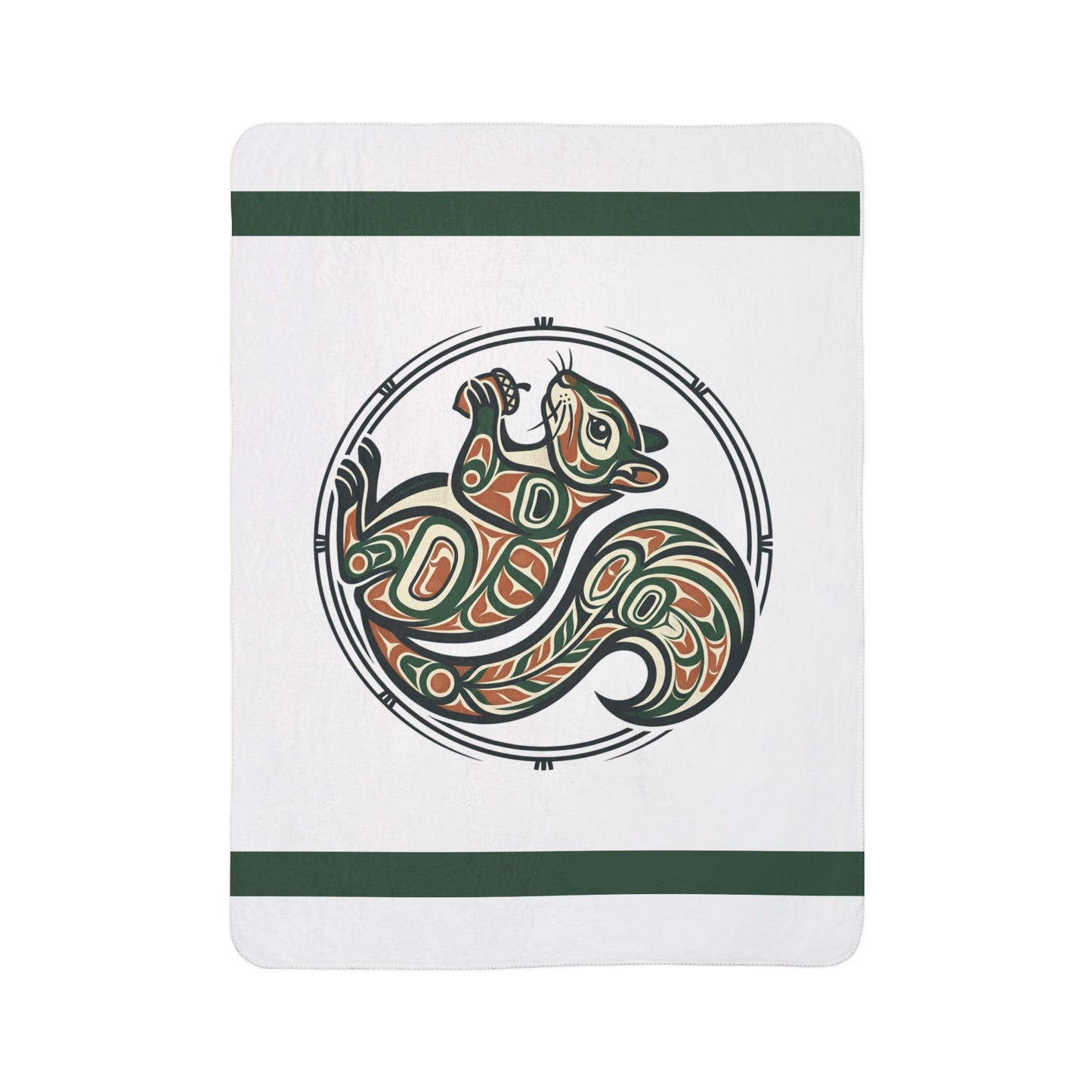 Acorn Keeper Sherpa Blanket – Cozy Fleece Throw with Indigenous-Inspired Art