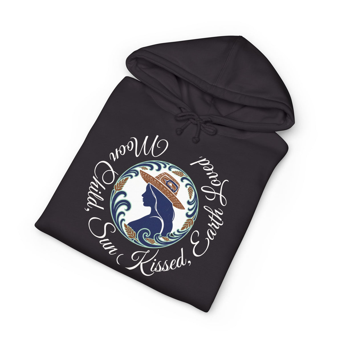 Moon Child Hoodie — Coast Salish Celestial Graphic Hooded Sweatshirt