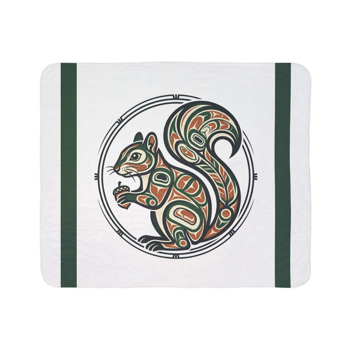 Acorn Keeper Sherpa Blanket – Cozy Fleece Throw with Indigenous-Inspired Art