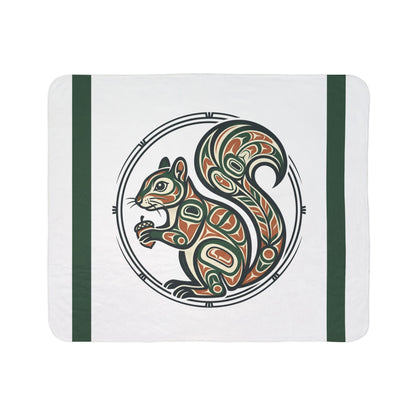 Acorn Keeper Sherpa Blanket – Cozy Fleece Throw with Indigenous-Inspired Art