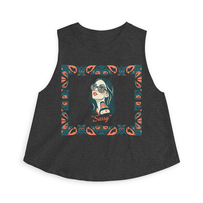 Pre-Contact Sunglasses Crop Top — Retro Aboriginal Graphic Women's Tank