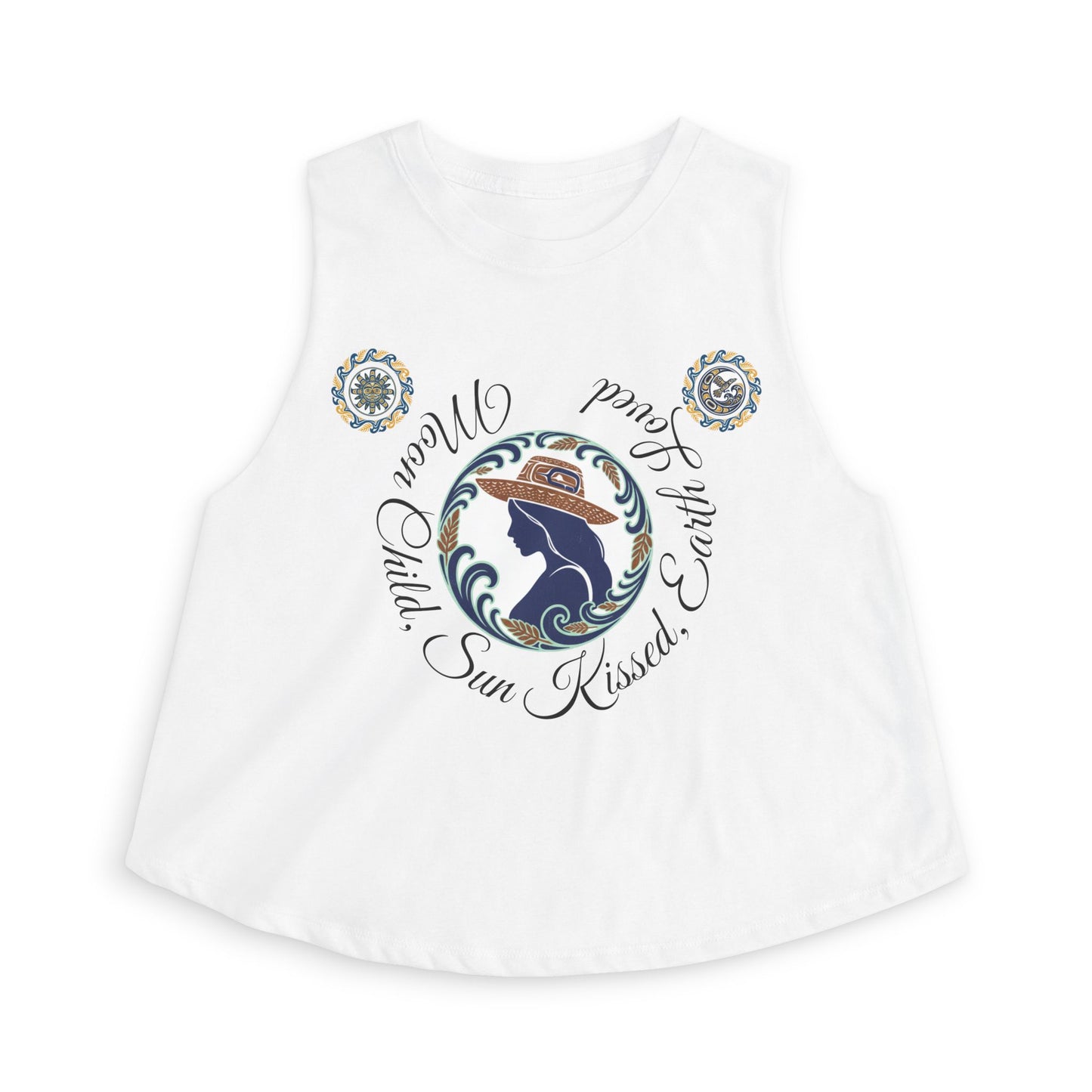Crop Top — "Moon Child" Coast Salish Celestial Graphic