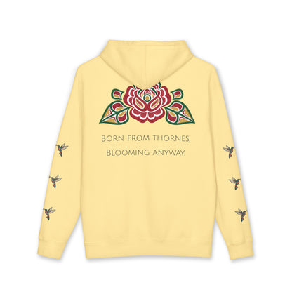 Floral Resilience Hoodie — "Not a Delicate Rose" Rose Graphic