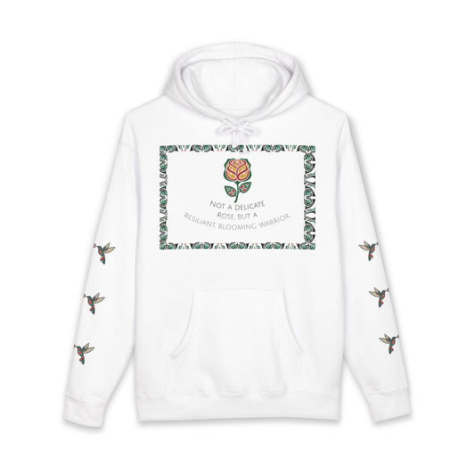 Floral Resilience Hoodie — "Not a Delicate Rose" Rose Graphic