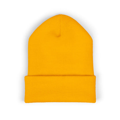 Embroidered Coast Salish Butterfly Beanie — "Forever Becoming" Cuffed Knit Hat