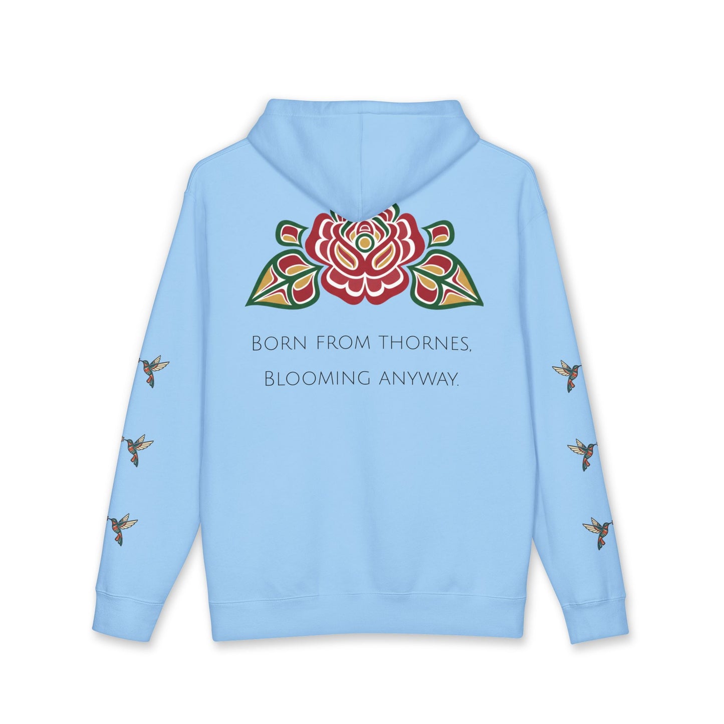 Floral Resilience Hoodie — "Not a Delicate Rose" Rose Graphic
