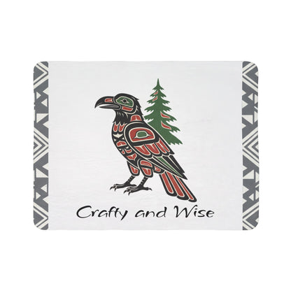 Crafty and Wise Sherpa Blanket — Native Raven & Pine Fleece Throw
