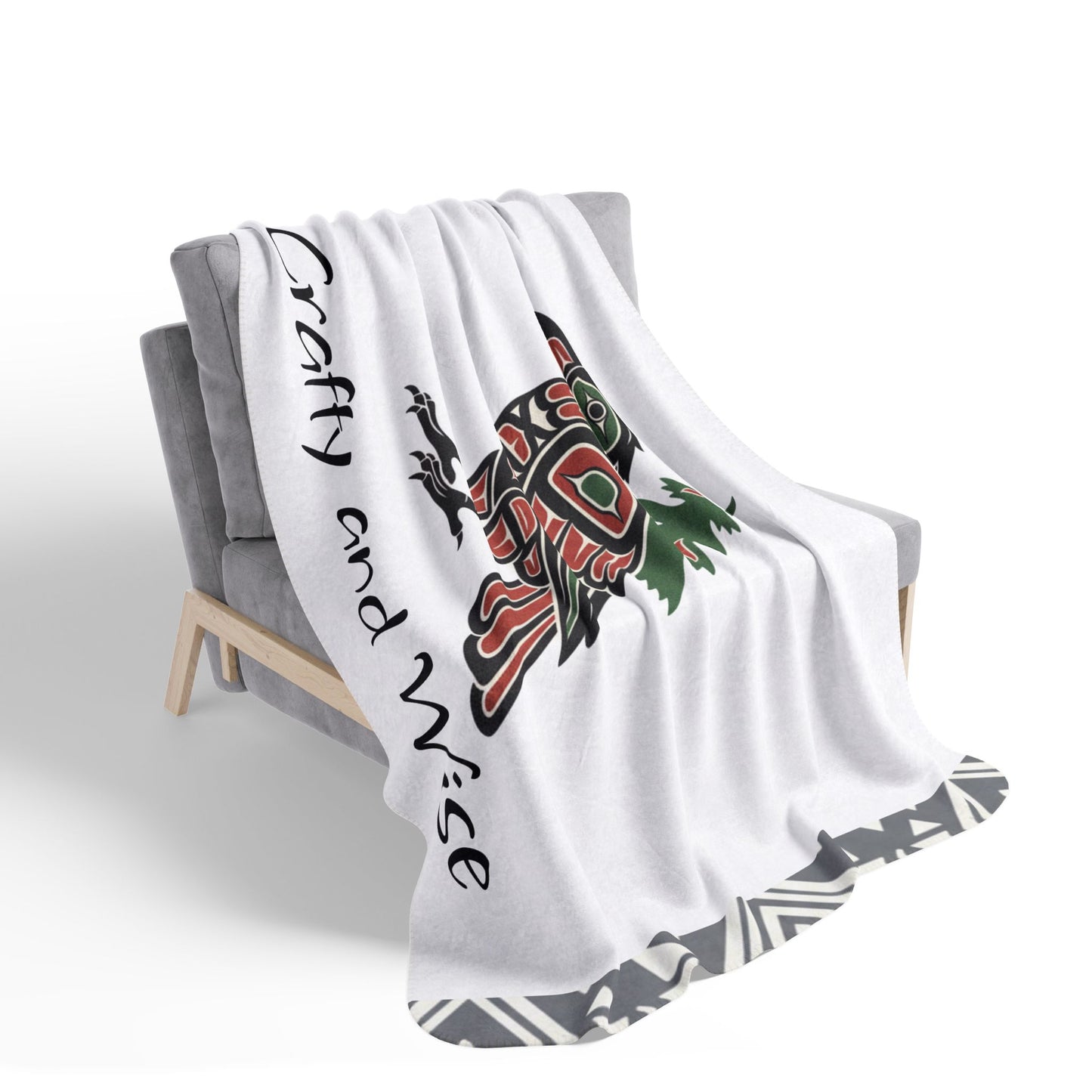 Crafty and Wise Sherpa Blanket — Native Raven & Pine Fleece Throw