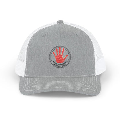 Trucker Cap — Red Handprint 'Stop Human Trafficking' Awareness Hat