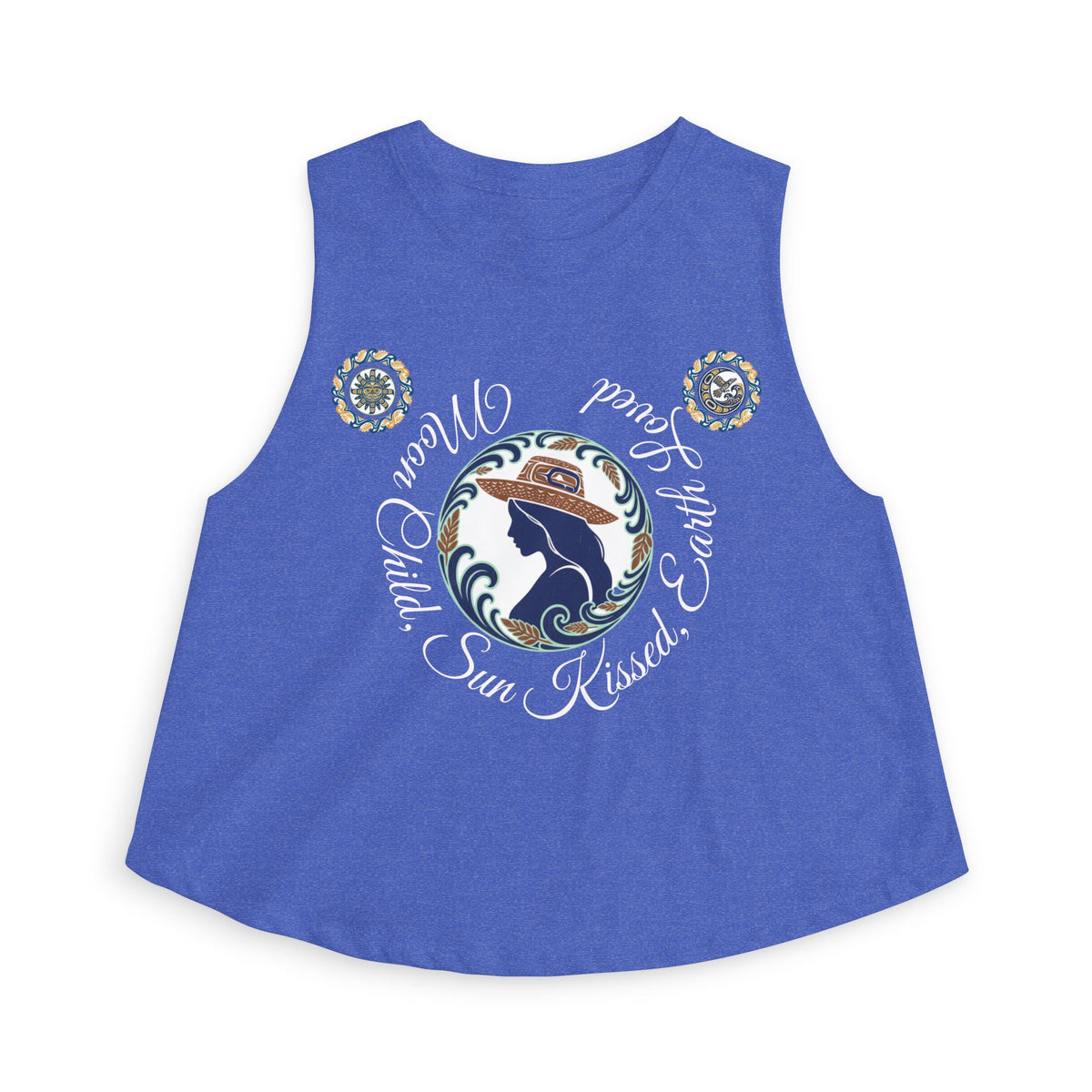 Crop Top — "Moon Child" Coast Salish Celestial Graphic
