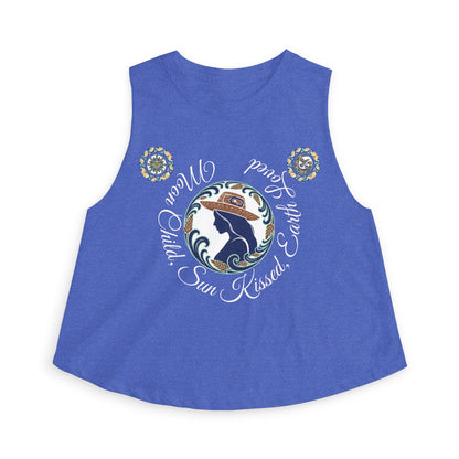 Crop Top — "Moon Child" Coast Salish Celestial Graphic