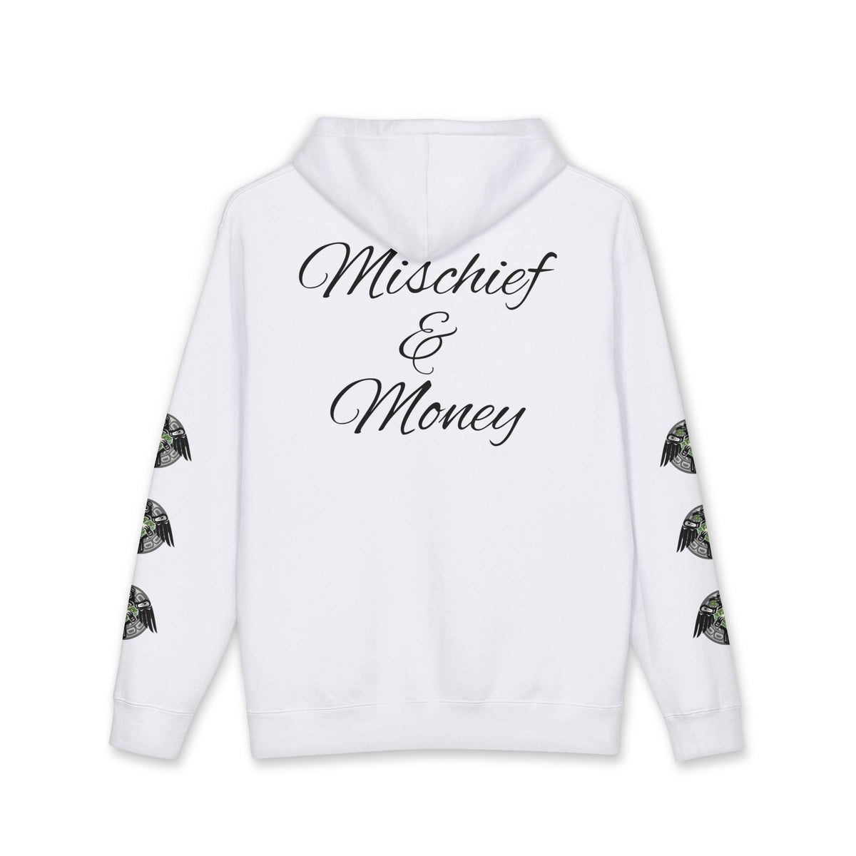 Mischief & Money Hoodie — Raven Graphic Pullover