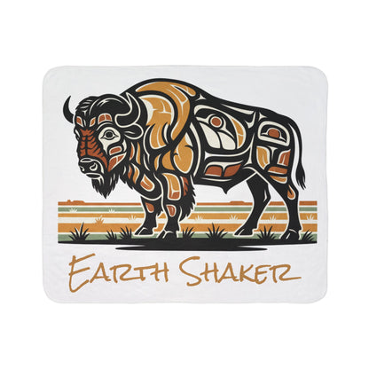 Earth Shaker Fleece Sherpa Blanket — Tribal Bison Cozy Throw