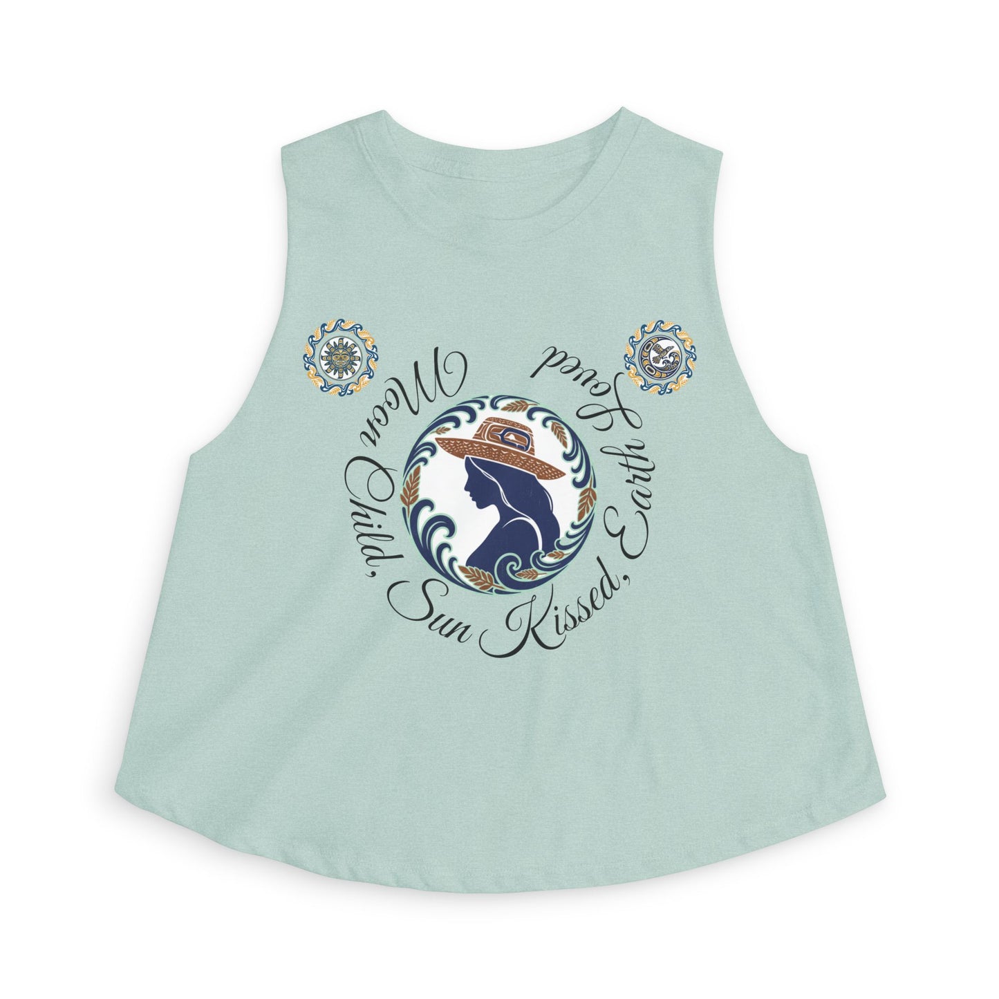 Crop Top — "Moon Child" Coast Salish Celestial Graphic