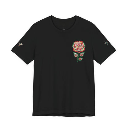 Not a Delicate Rose Tee — Born From Thorns Blooming Anyway Floral Graphic T‑Shirt