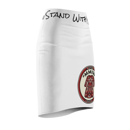 Stand With MMIW Pencil Skirt — Supportive Awareness Tribal Emblem
