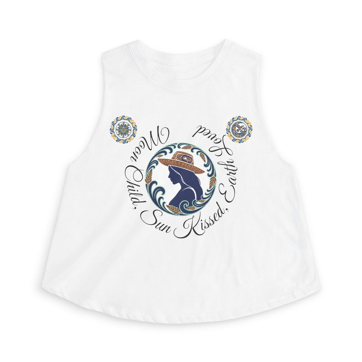 Crop Top — "Moon Child" Coast Salish Celestial Graphic