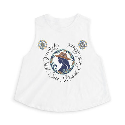 Crop Top — "Moon Child" Coast Salish Celestial Graphic
