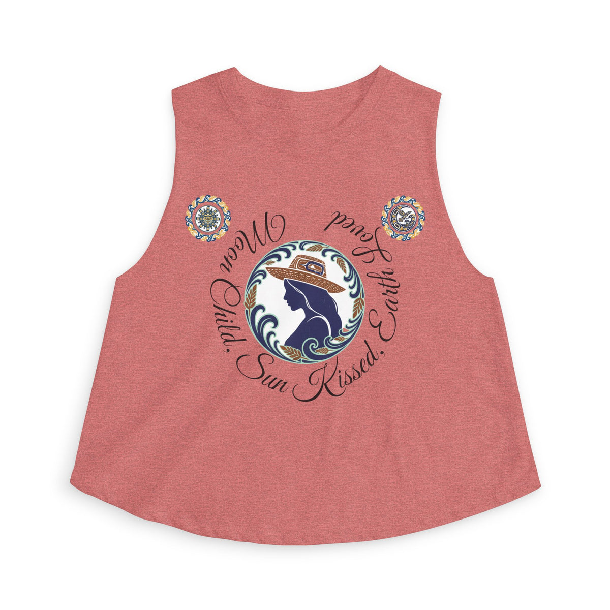 Crop Top — "Moon Child" Coast Salish Celestial Graphic