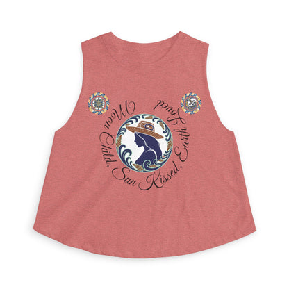 Crop Top — "Moon Child" Coast Salish Celestial Graphic