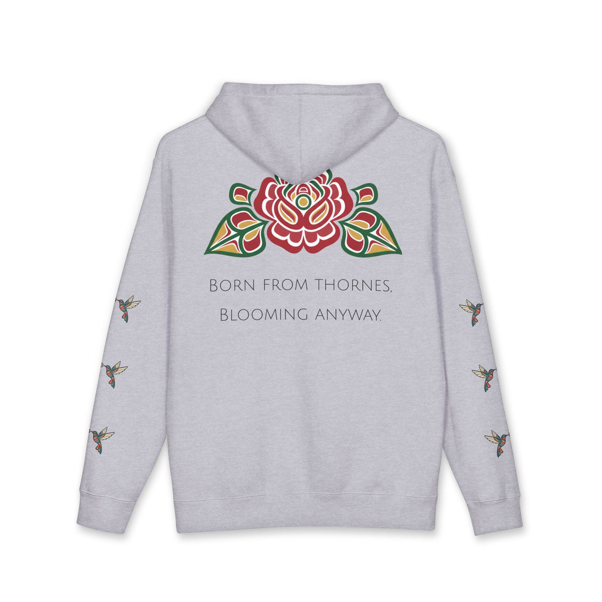 Floral Resilience Hoodie — "Not a Delicate Rose" Rose Graphic