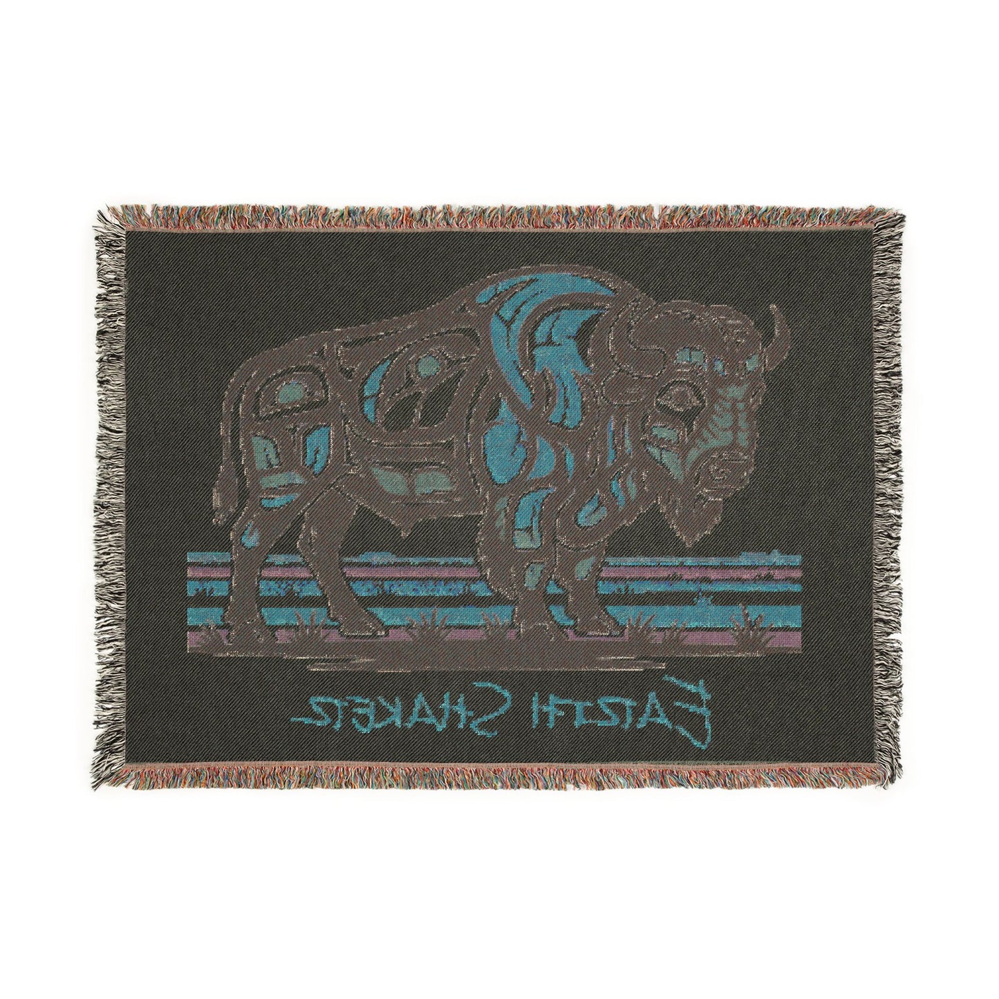 Earth Shaker Woven Blanket — Native Buffalo Tapestry Throw