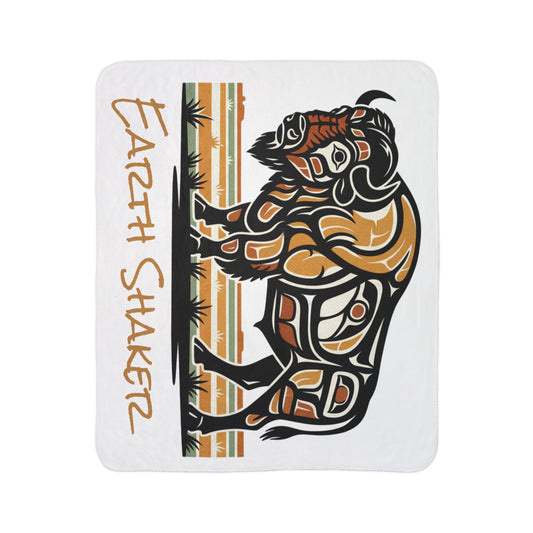 Earth Shaker Fleece Sherpa Blanket — Tribal Bison Cozy Throw