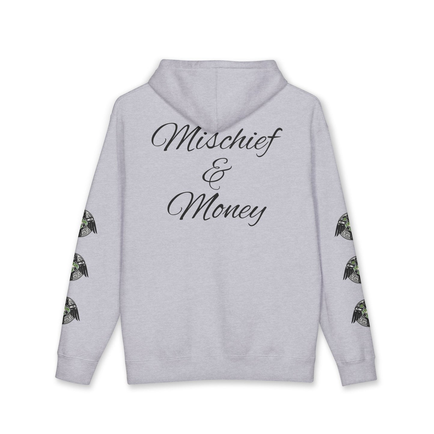 Mischief & Money Hoodie — Raven Graphic Pullover