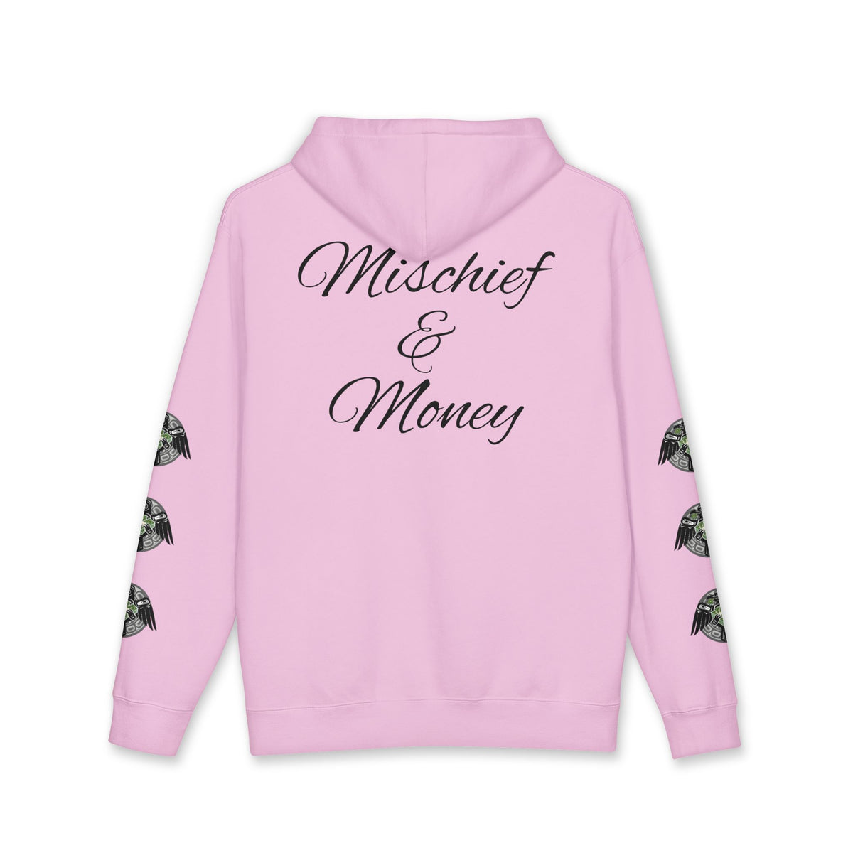 Mischief & Money Hoodie — Raven Graphic Pullover