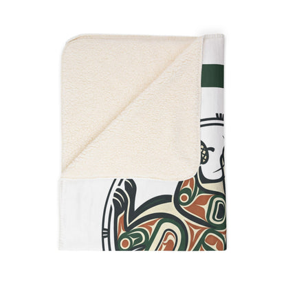 Acorn Keeper Sherpa Blanket – Cozy Fleece Throw with Indigenous-Inspired Art