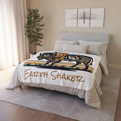Earth Shaker Fleece Sherpa Blanket — Tribal Bison Cozy Throw