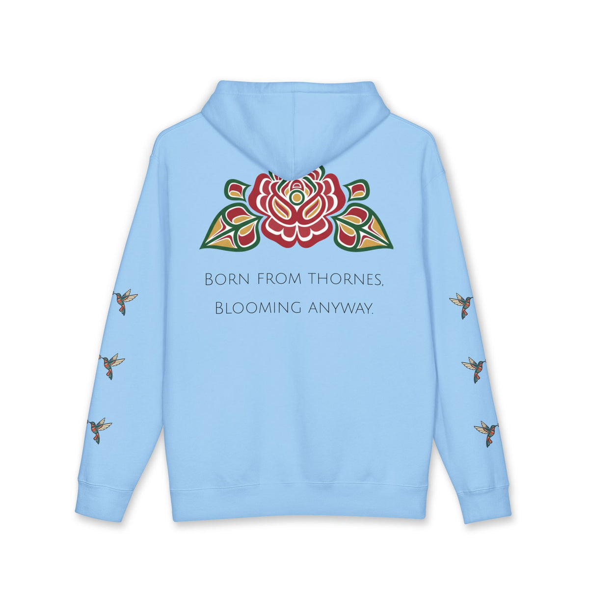 Floral Resilience Hoodie — "Not a Delicate Rose" Rose Graphic