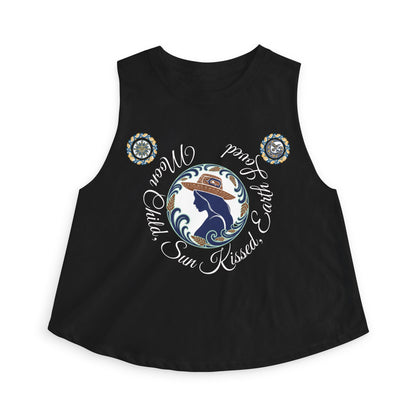 Crop Top — "Moon Child" Coast Salish Celestial Graphic