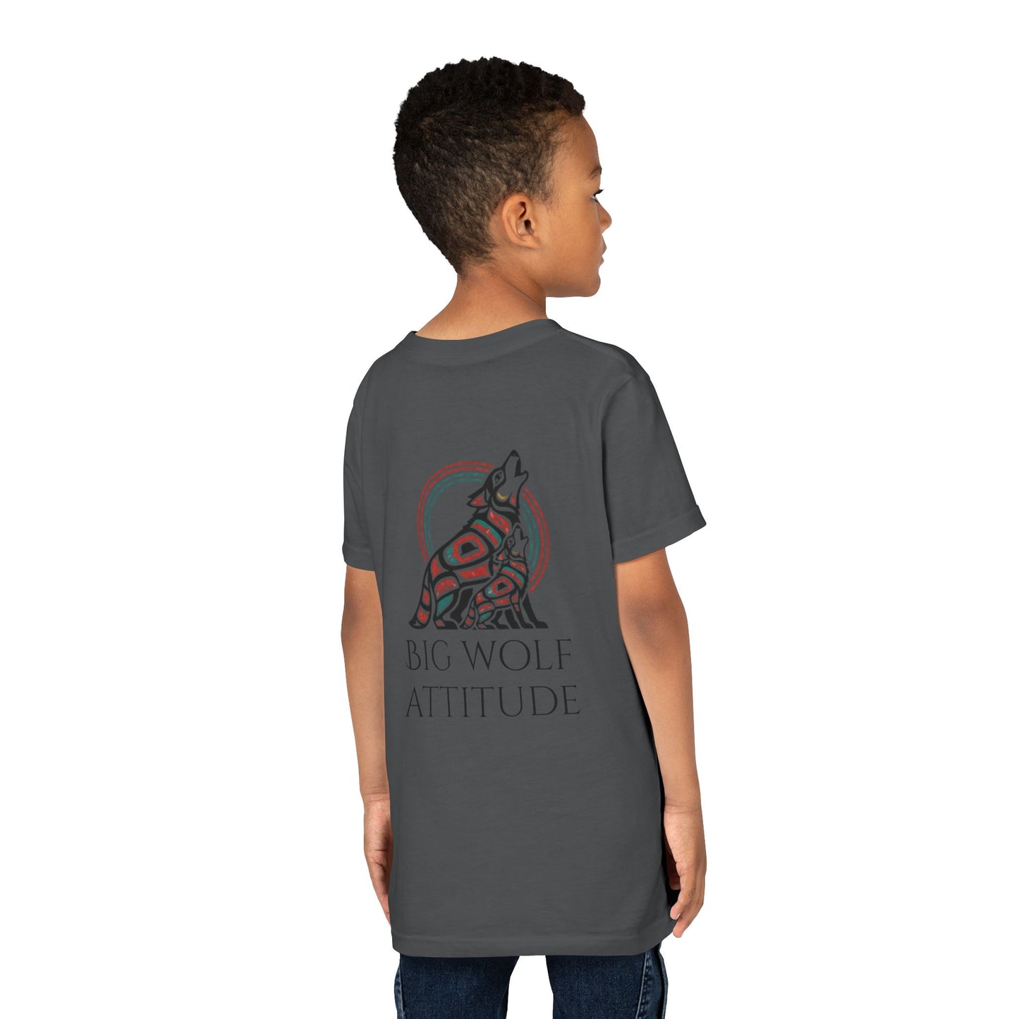 Youth Little Wolf Spirit Tee — "Little Wolf Spirit / Big Wolf Attitude" Kids Graphic T-Shirt