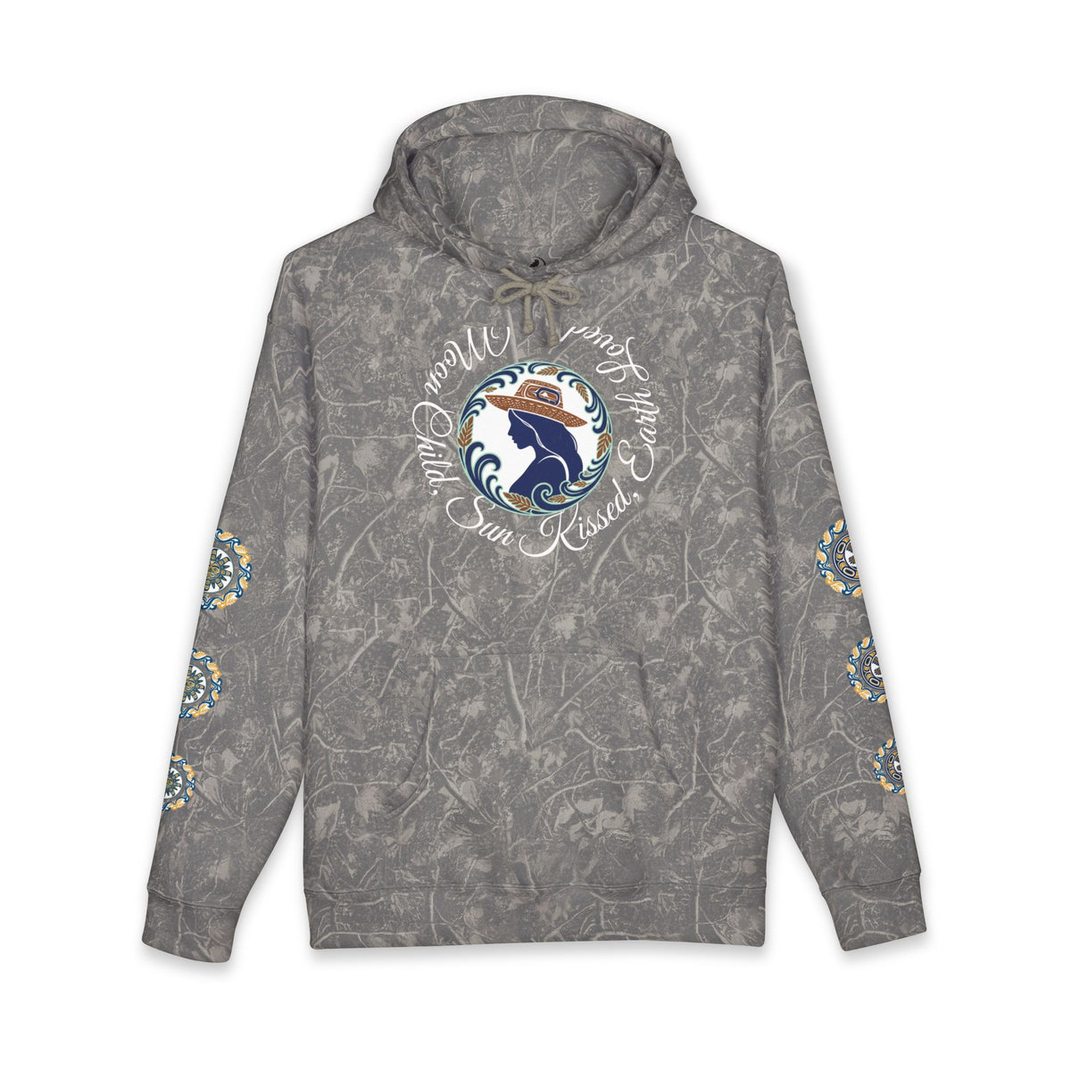 Moon Child Hoodie — Coast Salish Celestial Graphic Hooded Sweatshirt