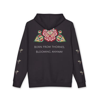 Floral Resilience Hoodie — "Not a Delicate Rose" Rose Graphic