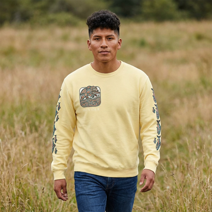 Provider Pullover Crewneck Sweatshirt — Tribal Salmon Sleeve Design