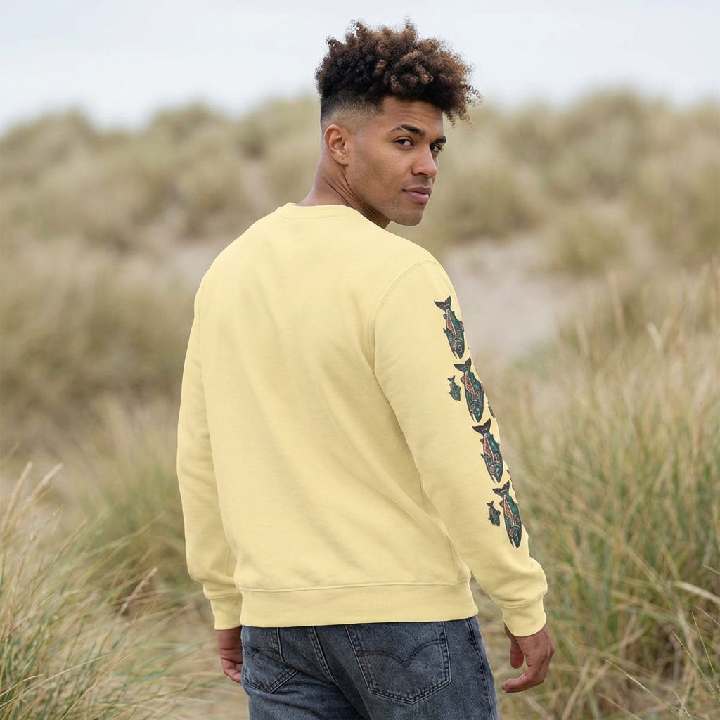 Provider Pullover Crewneck Sweatshirt — Tribal Salmon Sleeve Design