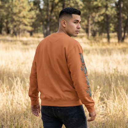 Provider Pullover Crewneck Sweatshirt — Tribal Salmon Sleeve Design