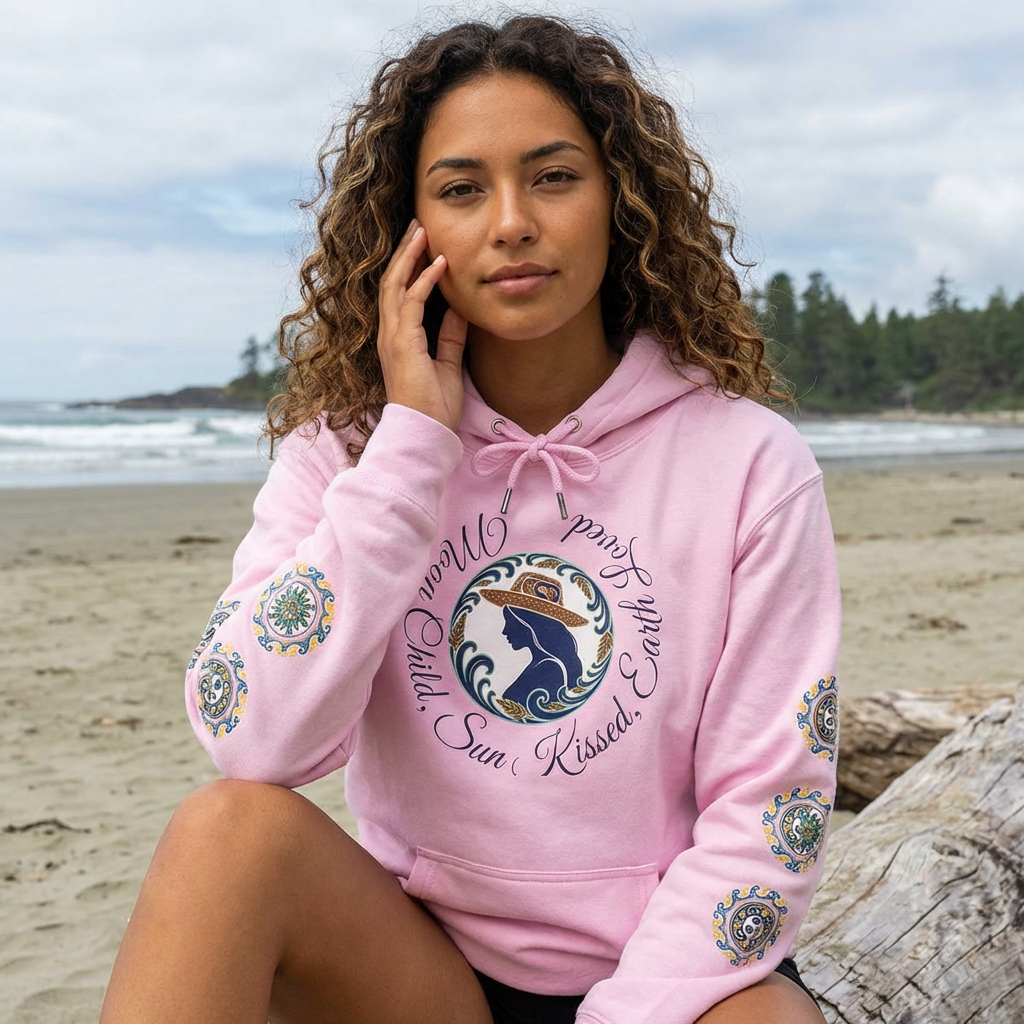 Moon Child Hoodie — Coast Salish Celestial Graphic Hooded Sweatshirt
