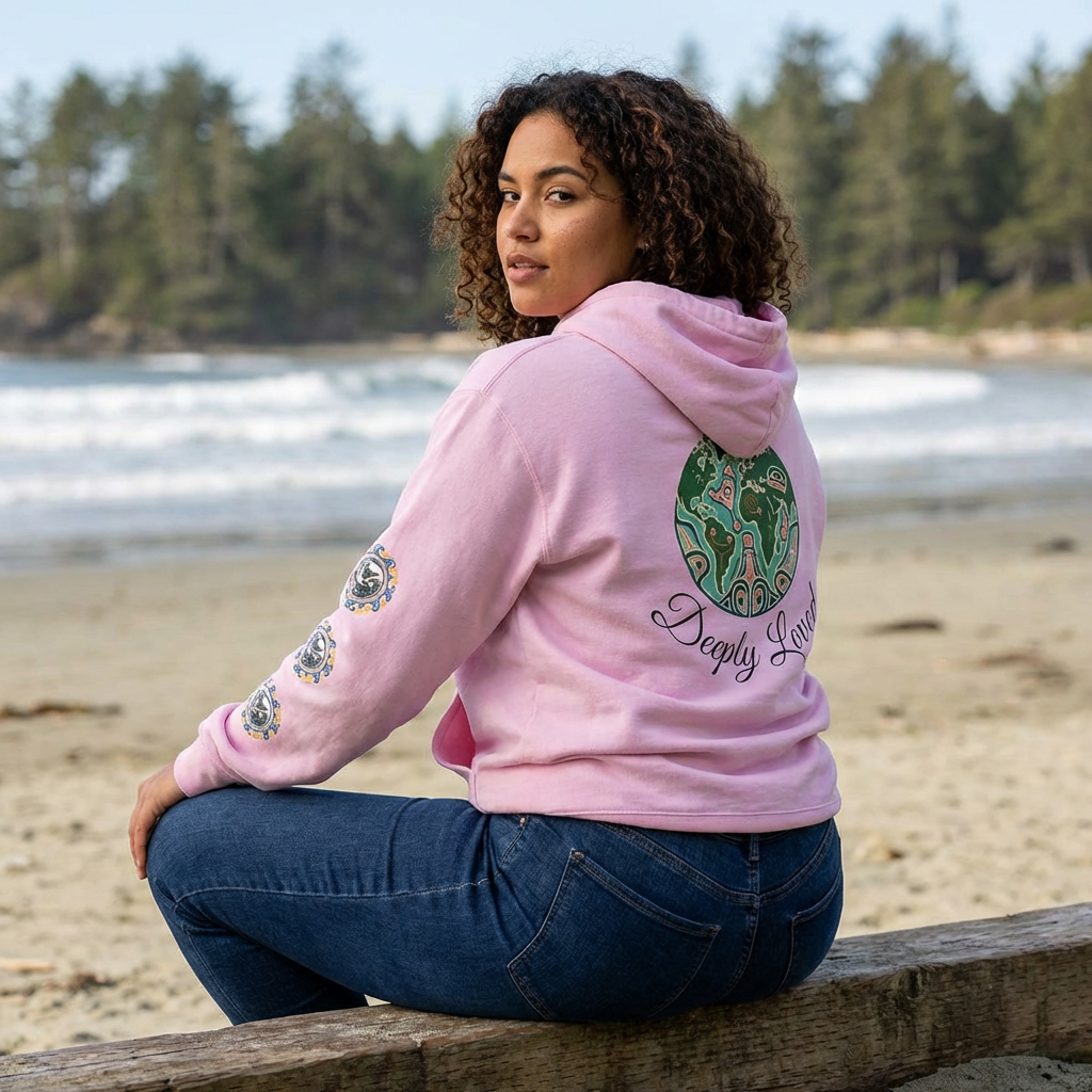 Moon Child Hoodie — Coast Salish Celestial Graphic Hooded Sweatshirt