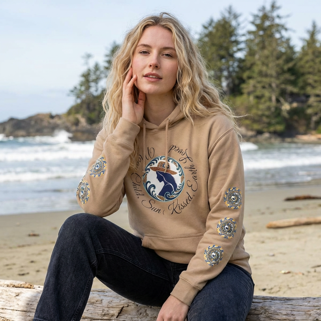 Moon Child Hoodie — Coast Salish Celestial Graphic Hooded Sweatshirt
