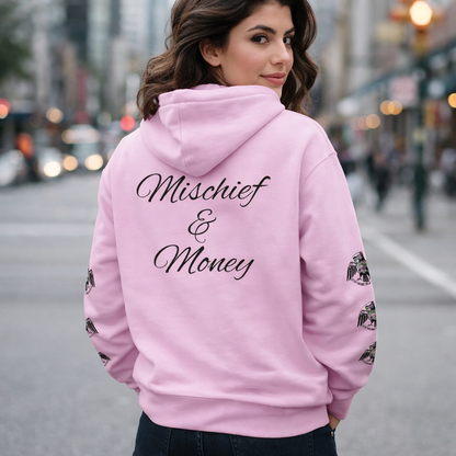 Mischief & Money Hoodie — Raven Graphic Pullover