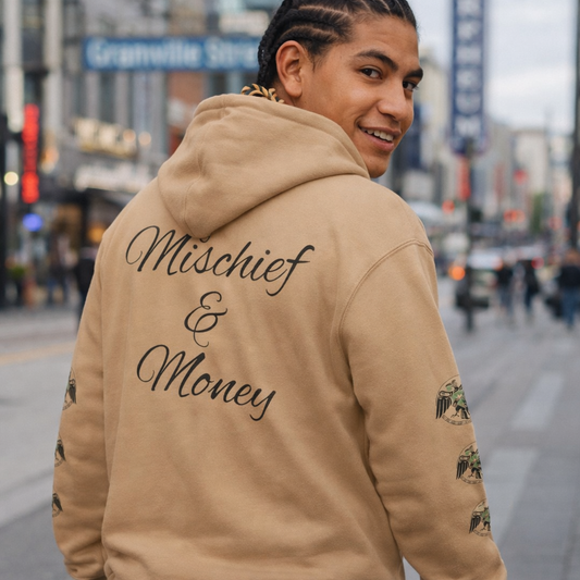 Mischief & Money Hoodie — Raven Graphic Pullover