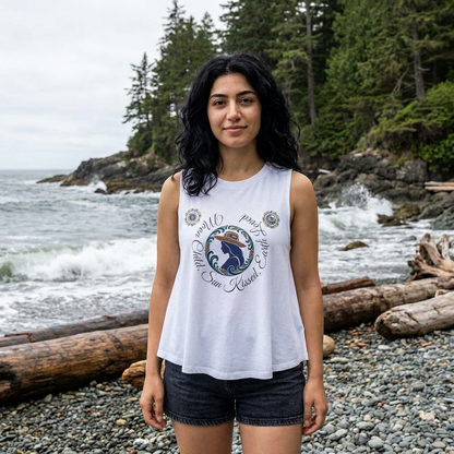 Crop Top — "Moon Child" Coast Salish Celestial Graphic
