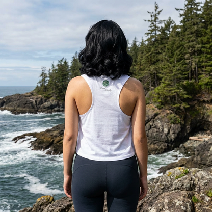 Crop Top — "Moon Child" Coast Salish Celestial Graphic