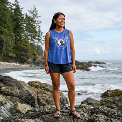 Crop Top — "Moon Child" Coast Salish Celestial Graphic