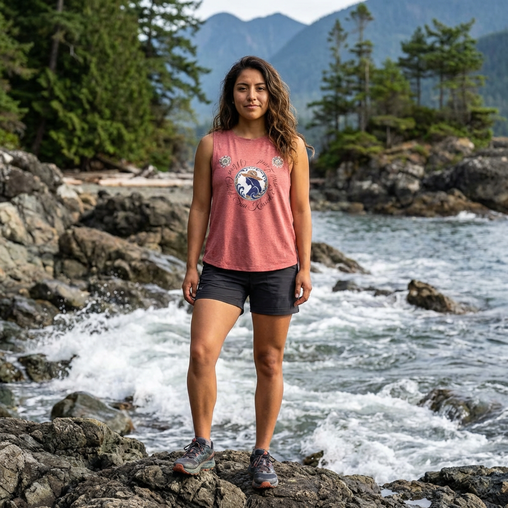 Crop Top — "Moon Child" Coast Salish Celestial Graphic